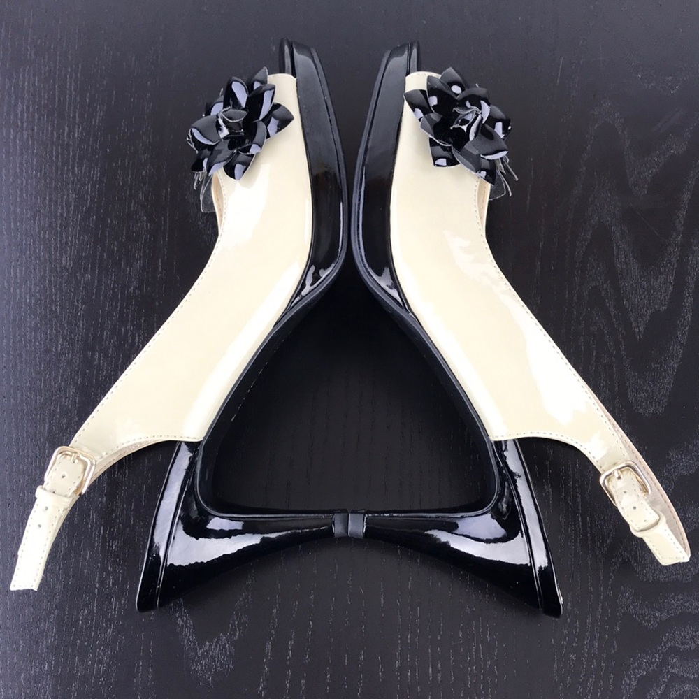 Bandolino Black Floral Nude Heels Size 8.5